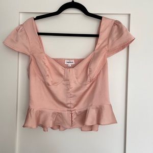 SUPERDOWN pink/salmon silk corset top - Large